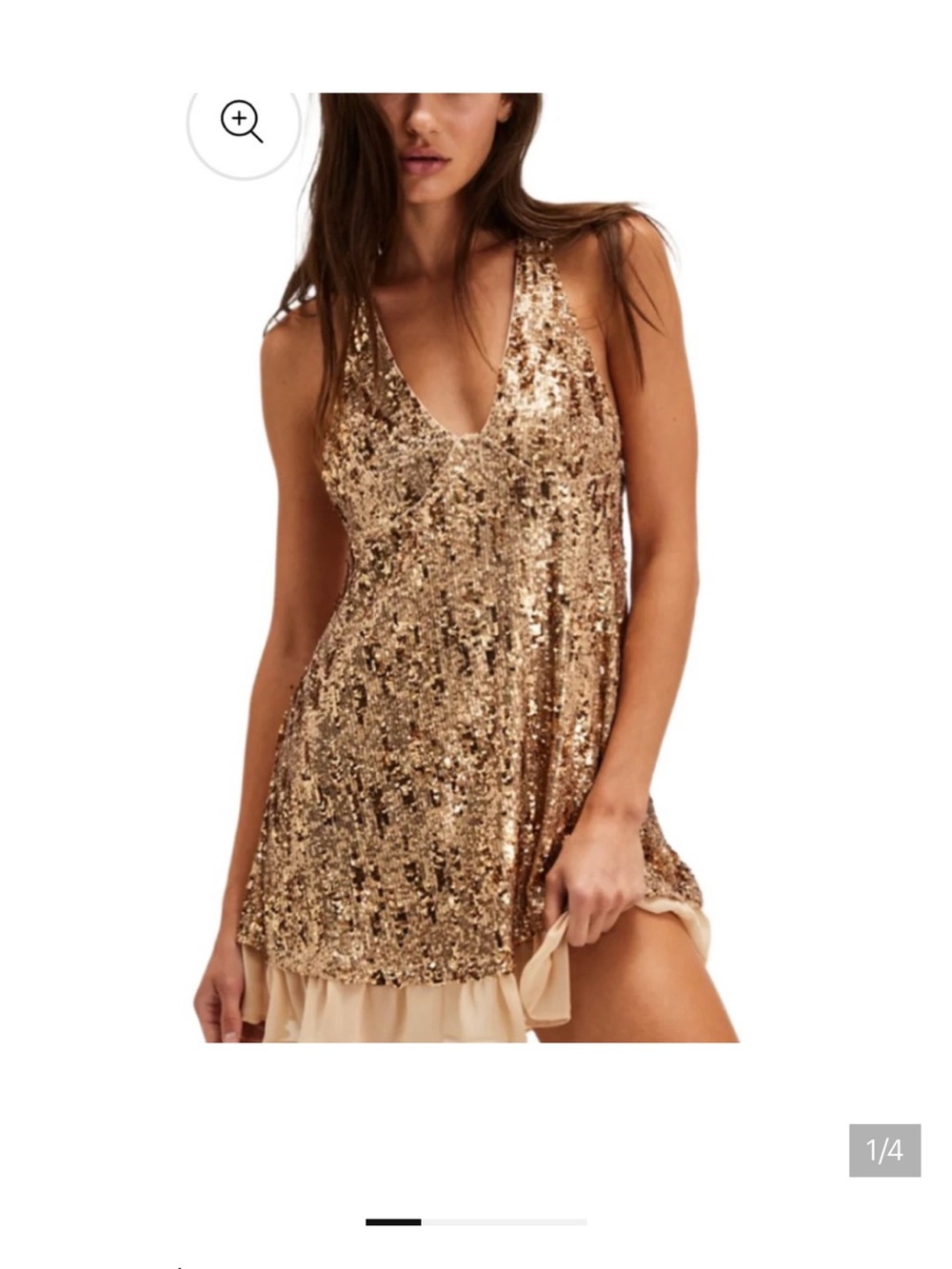 Free People Gold Sequin Mini Slip Dress